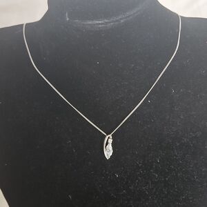Simply Silver 925 Tear Drop Necklace Crystal